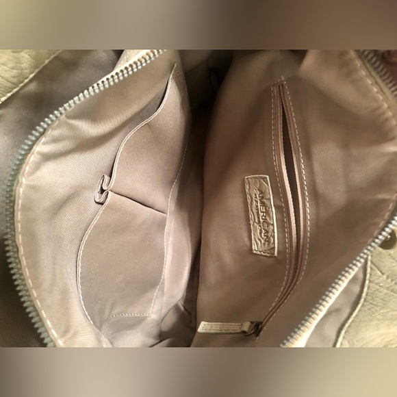 American Leather Co. Lenox Triple Entry Satchel Green Embossed/Tooled Design - Picture 10 of 10